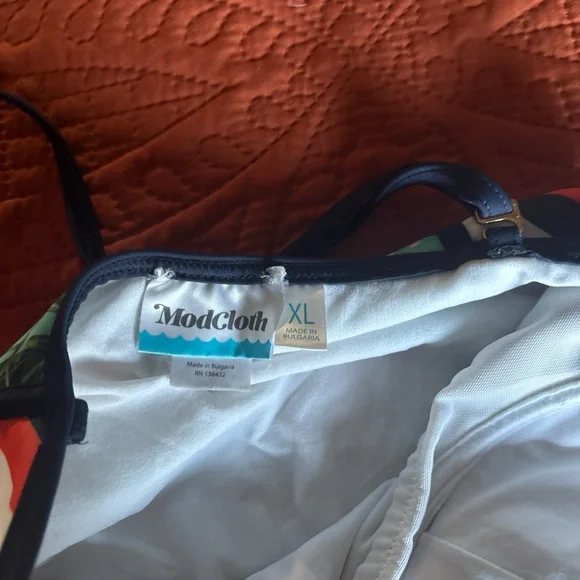 Modcloth Retro Orange and Green One Piece Swimsuit - Picture 4 of 4